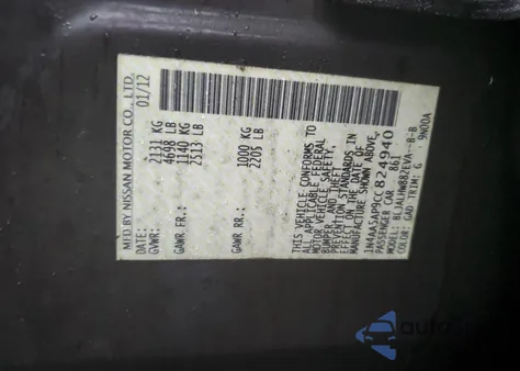2012 Nissan Maxima S from USA, damaged, VIN 1N4AA5AP9CC824940